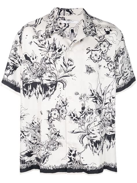 givenchy monster print hawaiian shirt|Hawaiian shirt in silk with lemon print .